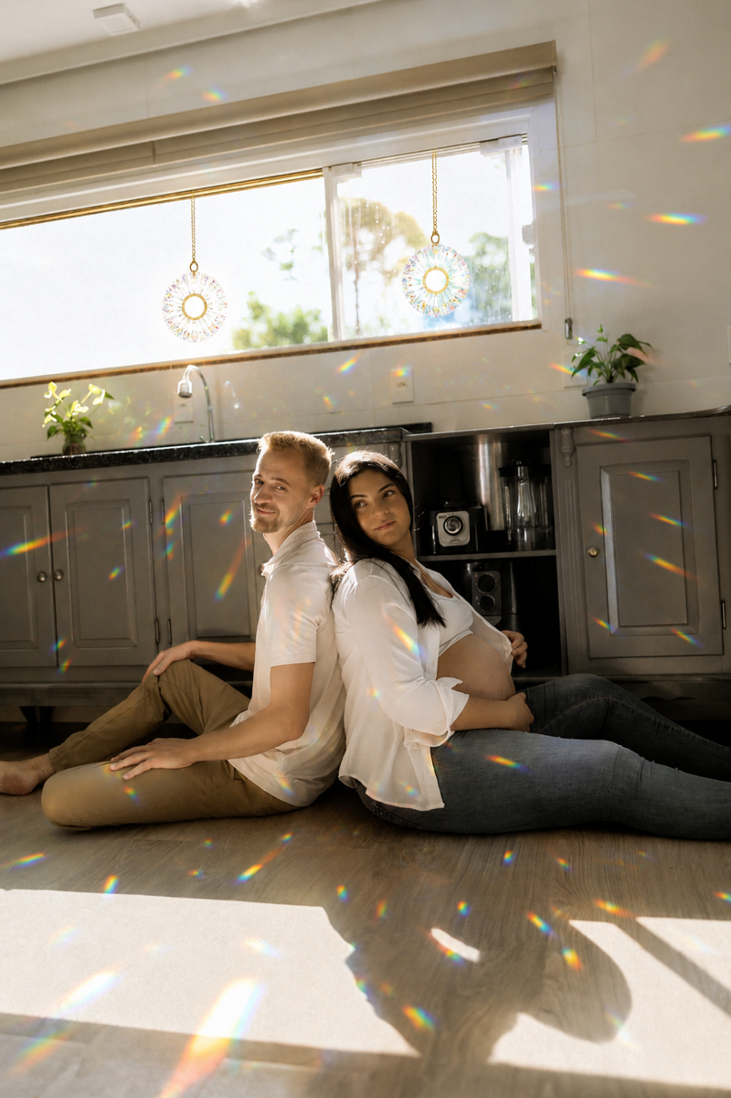 Suncatcher casting beautiful rainbow spectrums across a bright and airy home