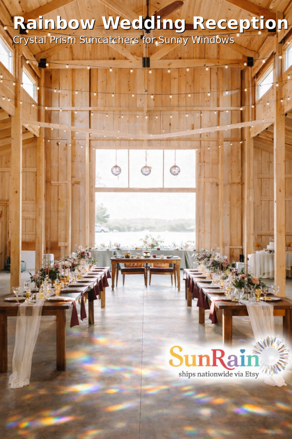 Inspirational wedding decor idea featuring SunRain crystal suncatchers